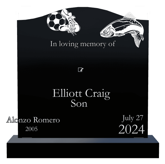 Serpentine Laser-Etched Black Granite Headstone – In Loving Memory preview