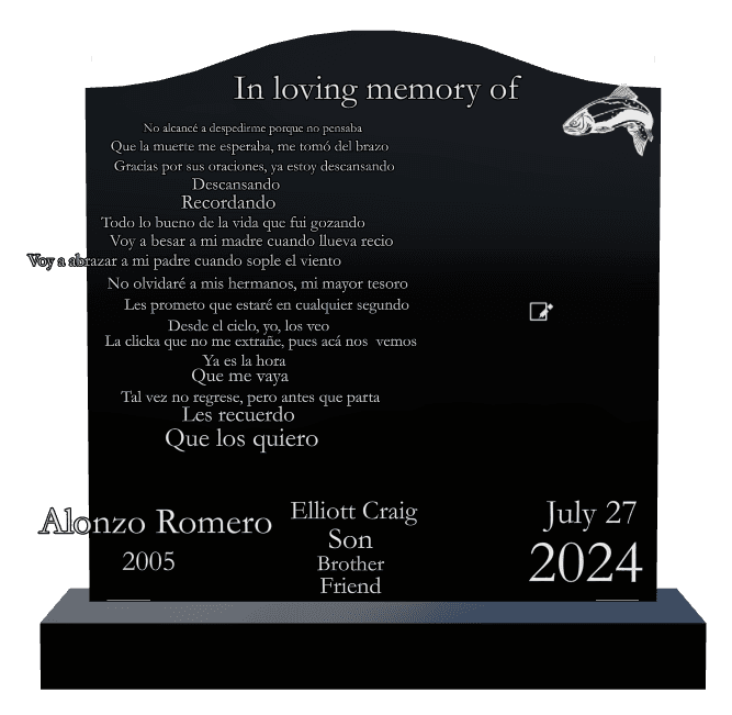 Serpentine Laser-Etched Black Granite Headstone – In Loving Memory preview