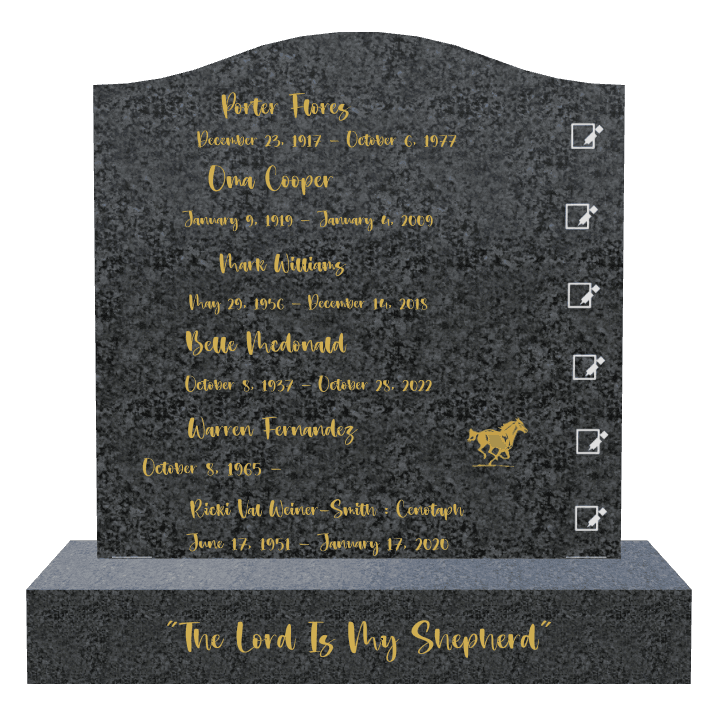 Serpentine Laser-Etched Black Granite Headstone – The Lord is my Shepherd preview