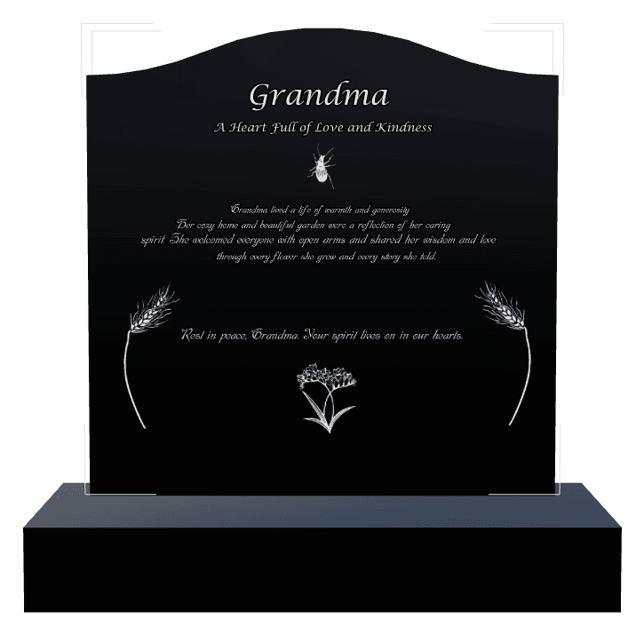 Serpentine Laser-Etched Black Granite Headstone – Rest in Peace preview