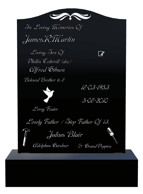 Serpentine Laser-Etched Black Granite Headstone – Beloved Brother Headstone preview
