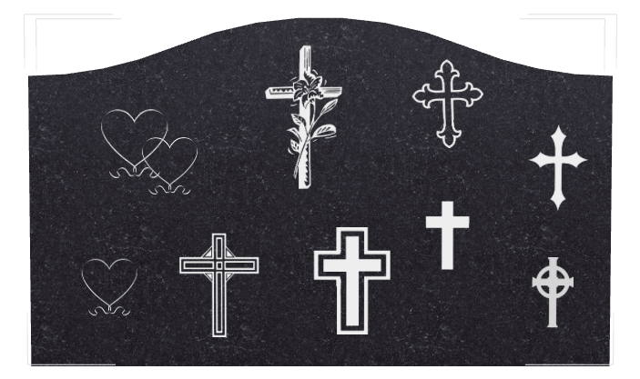 Serpentine Traditional Engraved Headstone – Cross Heart Headstone preview
