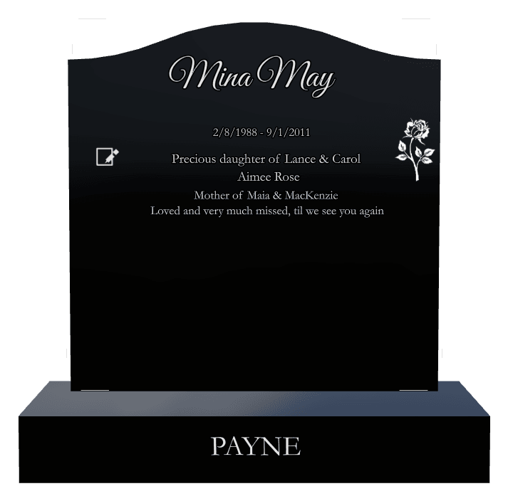 Serpentine Laser-Etched Black Granite Headstone – James preview