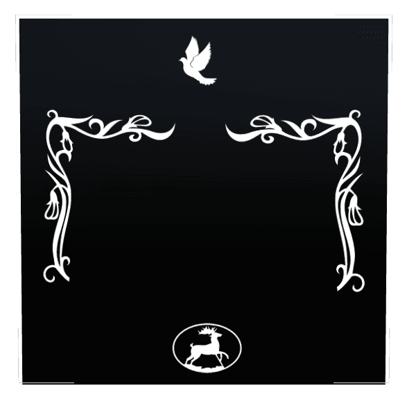 Square Laser-Etched Black Granite Headstone – Birds Headstone preview