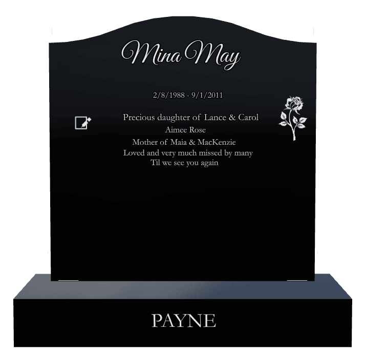 Serpentine Laser-Etched Black Granite Headstone – James preview