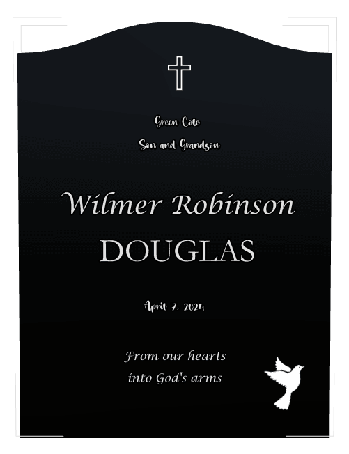 Serpentine Laser-Etched Black Granite Headstone – Cross Dove preview