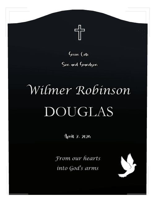 Serpentine Laser-Etched Black Granite Headstone – Birds Cross preview