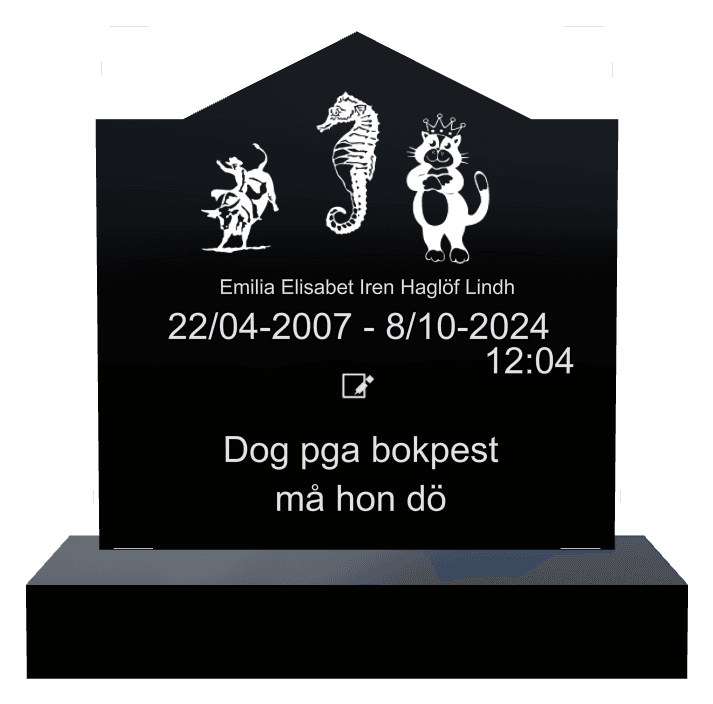 Gable Laser-Etched Black Granite Headstone – Cat Fish preview