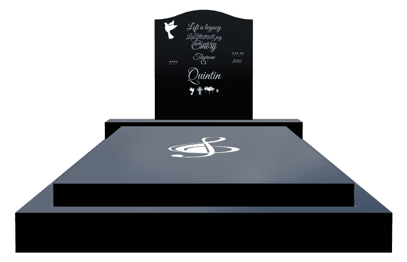 Serpentine Laser-Etched Black Granite Monument – Cross Dove preview
