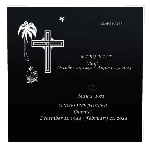 Square Laser-Etched Black Granite Headstone – Cross Dove preview