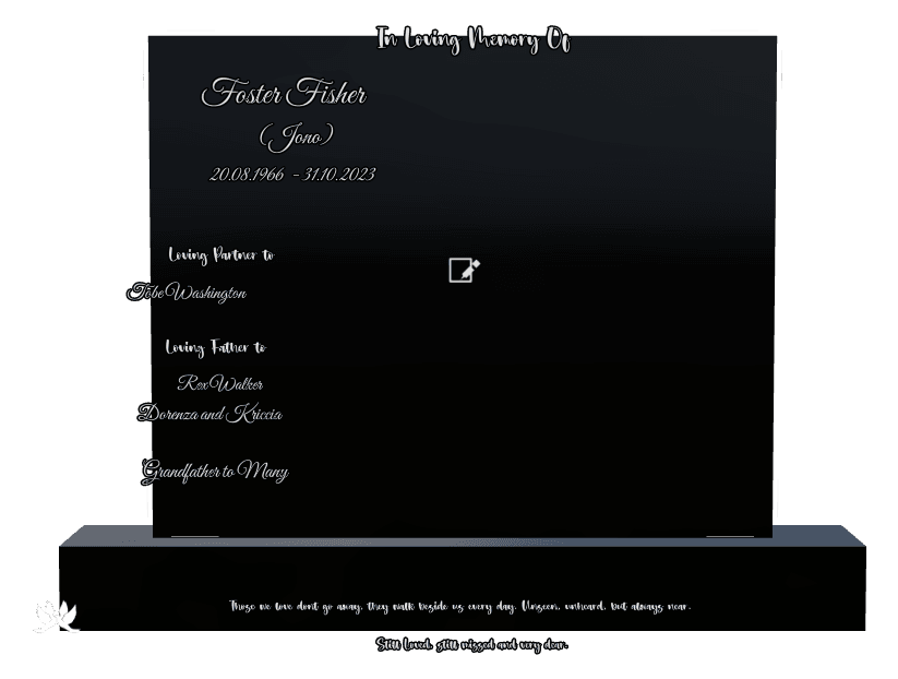 Square Laser-Etched Black Granite Headstone – Those we Love Dont go Away preview