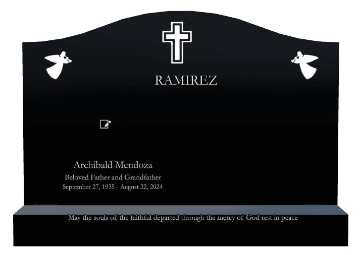 Serpentine Laser-Etched Black Granite Headstone – Rest in Peace preview