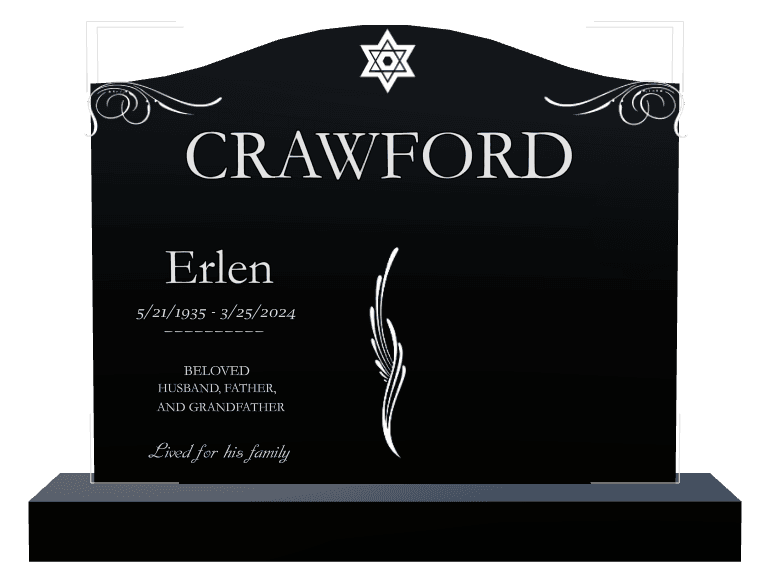 Serpentine Laser-Etched Black Granite Headstone – Cross preview