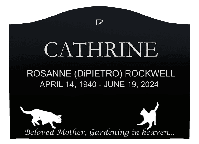 Serpentine Laser-Etched Black Granite Headstone – Cat Headstone preview