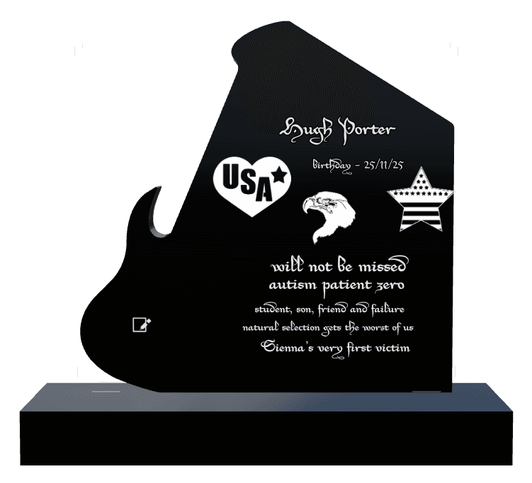 Laser-Etched Black Granite Headstone – Bird preview