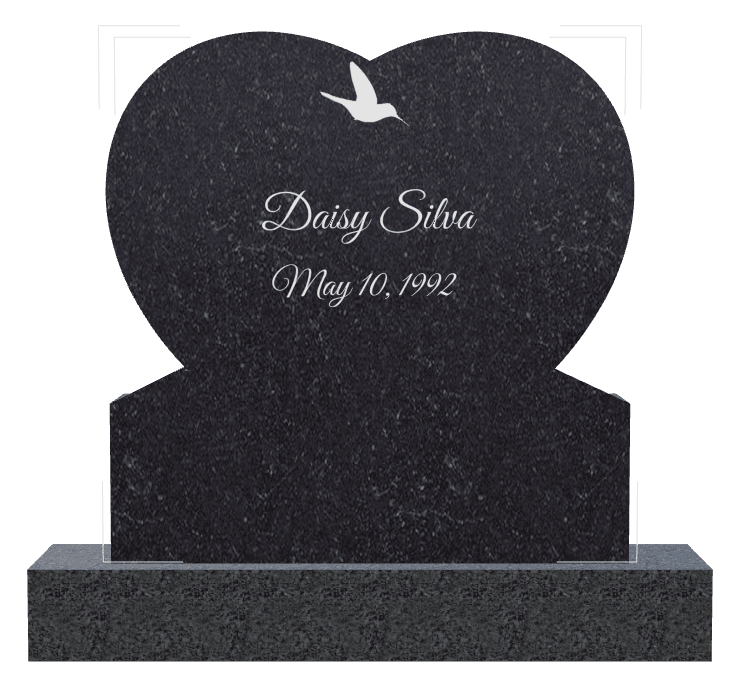 Heart Traditional Engraved Headstone – bird preview