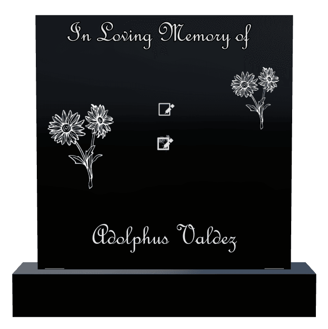 Square Laser-Etched Black Granite Headstone – In Loving Memory preview