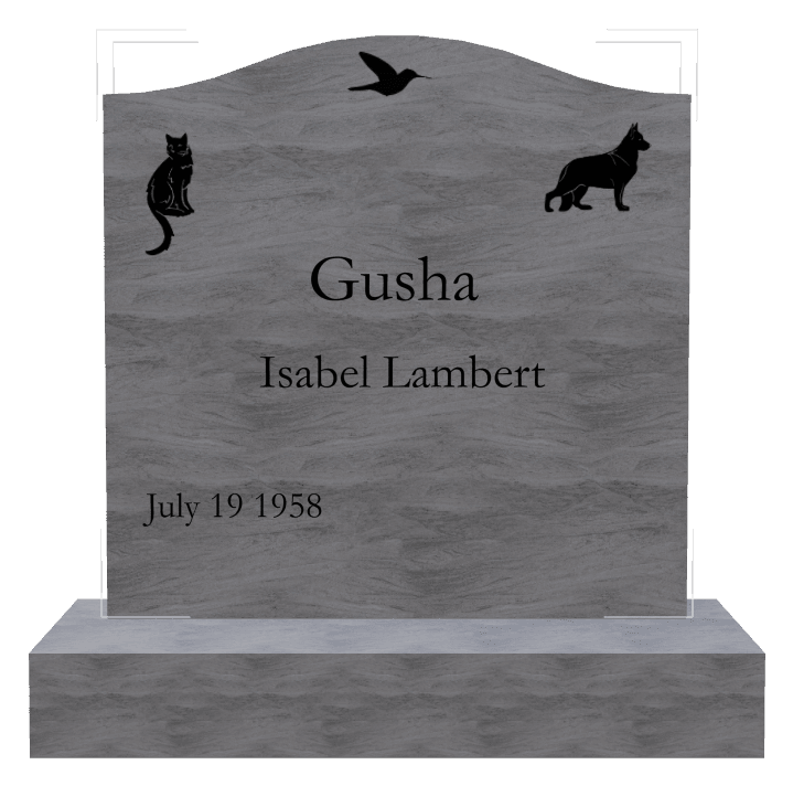 Serpentine Laser-Etched Black Granite Headstone – Bird Dog Headstone preview
