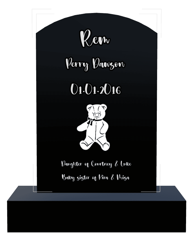 Curved Top Laser-Etched Black Granite Headstone – Luke preview