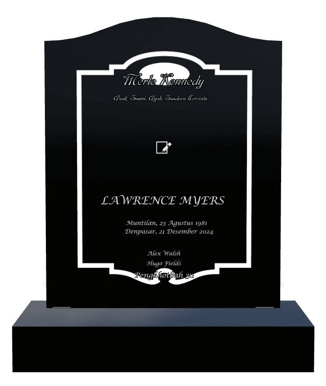 Serpentine Laser-Etched Black Granite Headstone – Islamic Headstone preview
