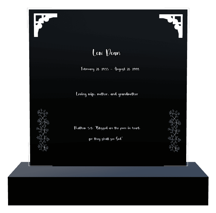 Square Laser-Etched Black Granite Headstone – Blessed Are The Pure in Heart preview