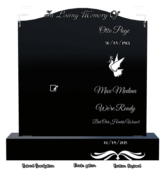 Serpentine Laser-Etched Black Granite Headstone – In Loving Memory preview