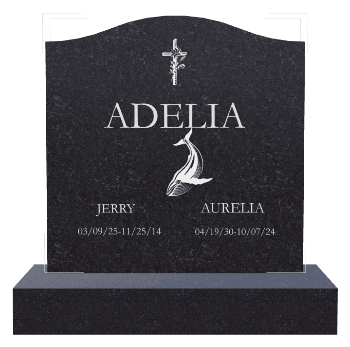 Serpentine Traditional Engraved Headstone – Whale preview