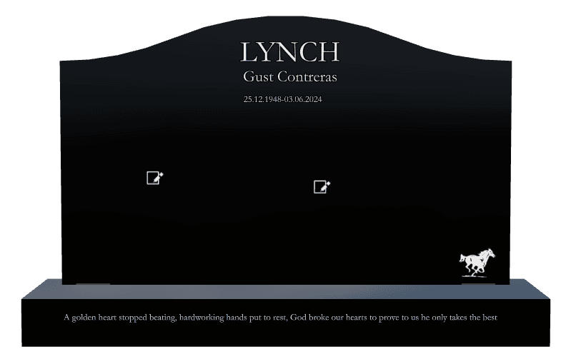 Serpentine Laser-Etched Black Granite Headstone – A Golden Heart Stopped Beating preview