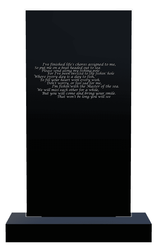Square Laser-Etched Black Granite Headstone – Fishing preview
