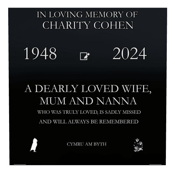 Square Laser-Etched Black Granite Headstone – In Loving Memory preview