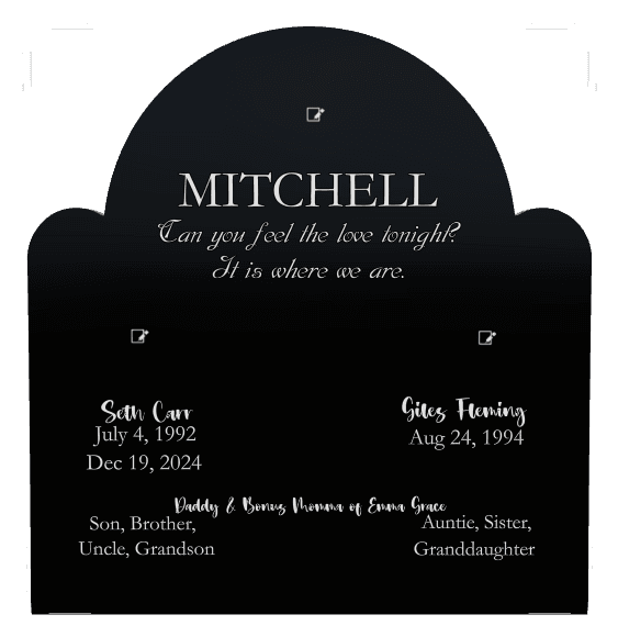 Laser-Etched Black Granite Headstone – Son preview