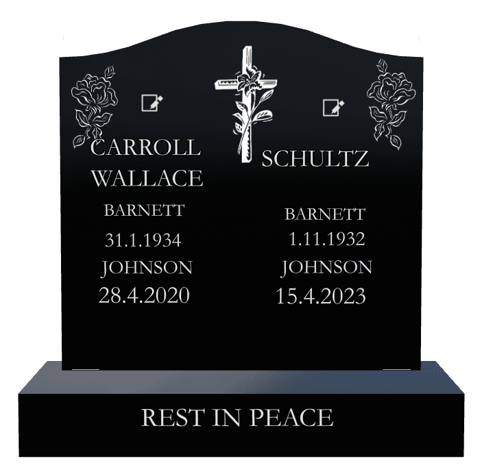 Serpentine Laser-Etched Black Granite Headstone – Loving Father preview
