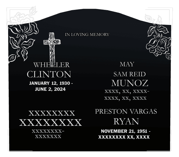 Serpentine Laser-Etched Black Granite Headstone – In Loving Memory preview