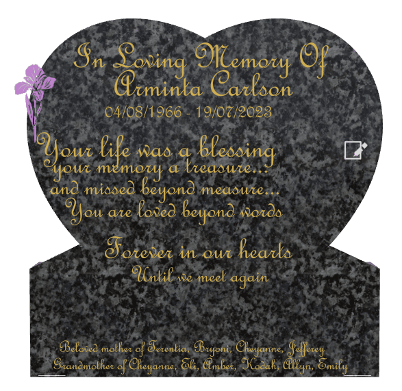 Heart Traditional Engraved Headstone – flower preview