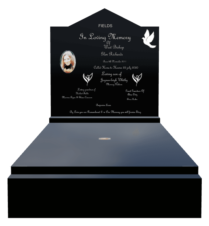 Gable Laser-Etched Black Granite Monument – In Loving Memory Monument preview