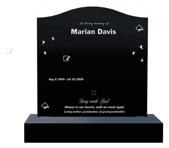 Serpentine Laser-Etched Black Granite Headstone – Loving Mother preview