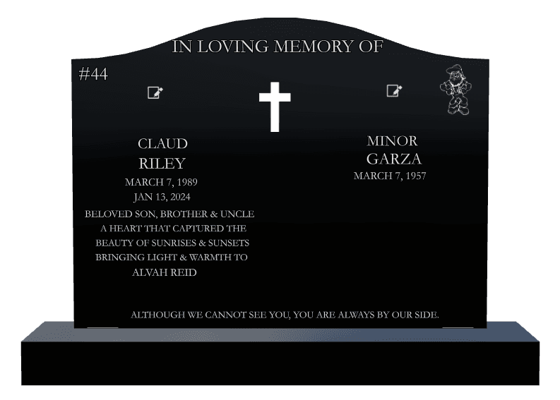 Serpentine Laser-Etched Black Granite Headstone – Beloved Son preview