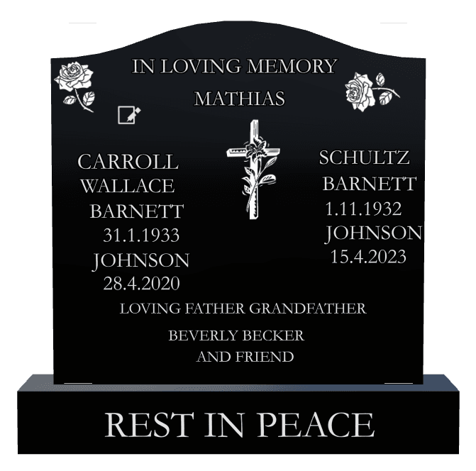 Serpentine Laser-Etched Black Granite Headstone – Loving Father preview