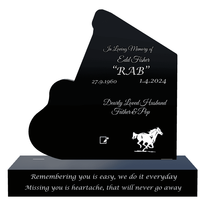 Laser-Etched Black Granite Headstone – In Loving Memory preview