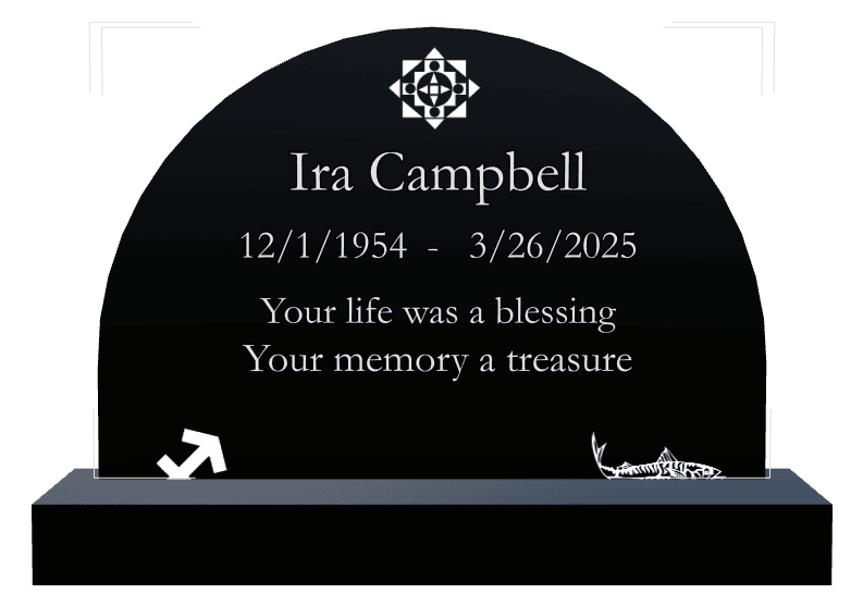 Half Round Laser-Etched Black Granite Headstone – Your Life Was a Blessing preview