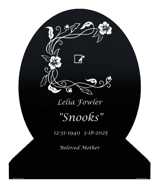 Laser-Etched Black Granite Headstone – Flower preview