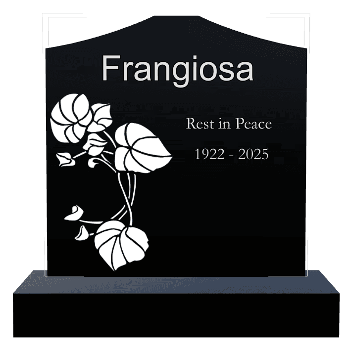 Cropped Peak Laser-Etched Black Granite Headstone – Rest in Peace Headstone preview