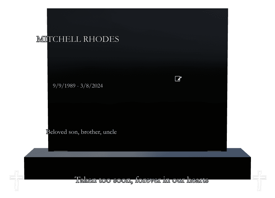 Square Laser-Etched Black Granite Headstone – Beloved Son preview