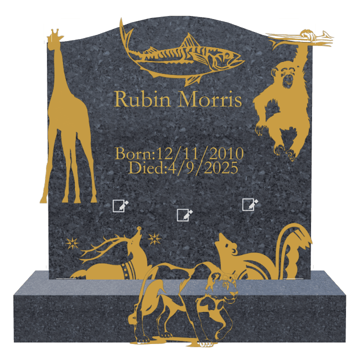Serpentine Traditional Engraved Headstone – Fish Giraffe preview