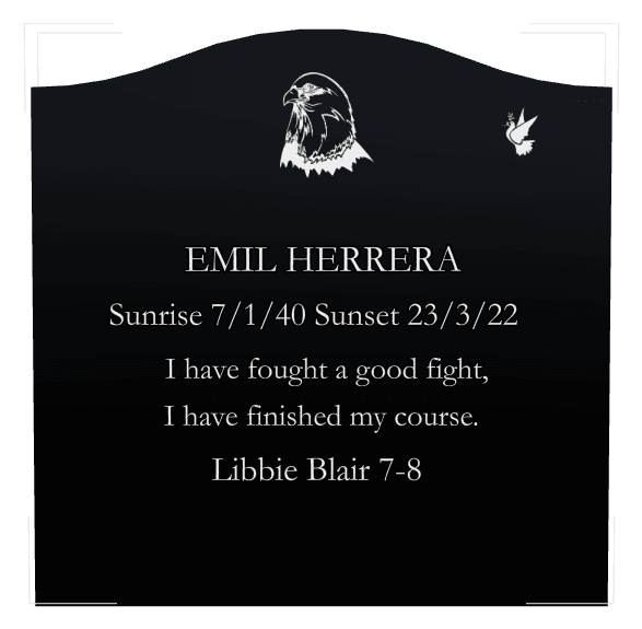 Serpentine Laser-Etched Black Granite Headstone – Timothy preview