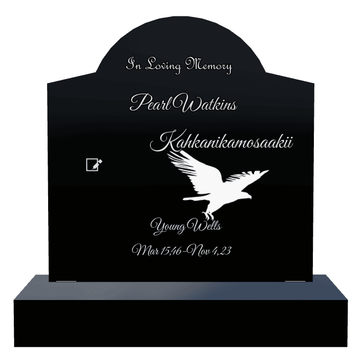 Curved Gable Laser-Etched Black Granite Headstone – In Loving Memory preview