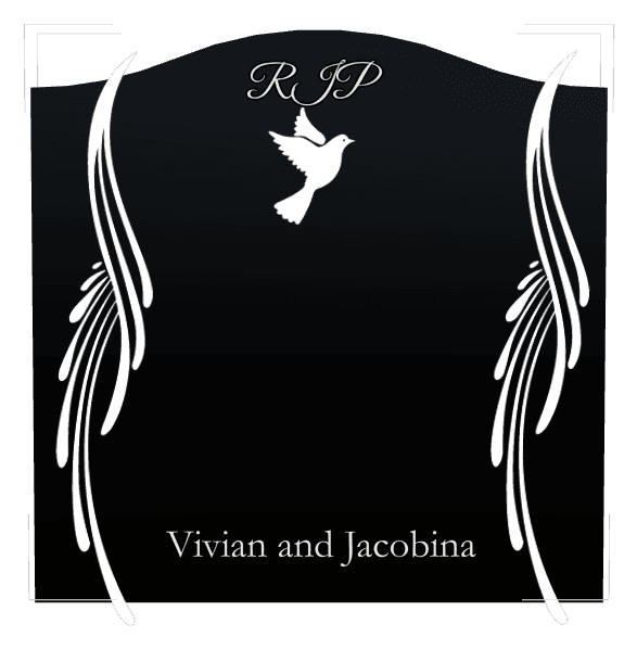 Serpentine Laser-Etched Black Granite Headstone – Dove preview
