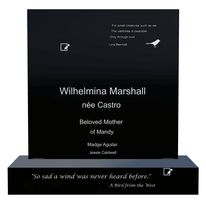 Square Laser-Etched Black Granite Headstone – Bird preview
