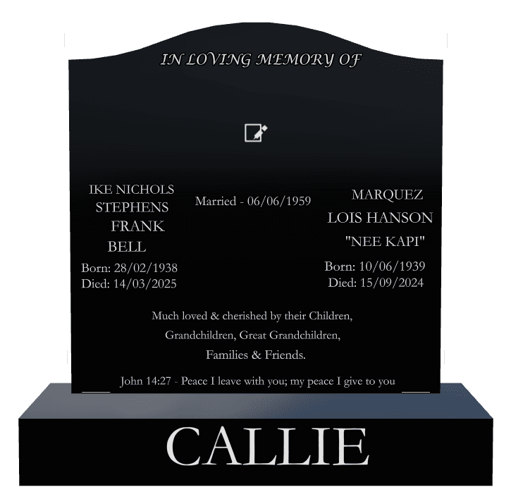 Serpentine Laser-Etched Black Granite Headstone – Much Loved preview