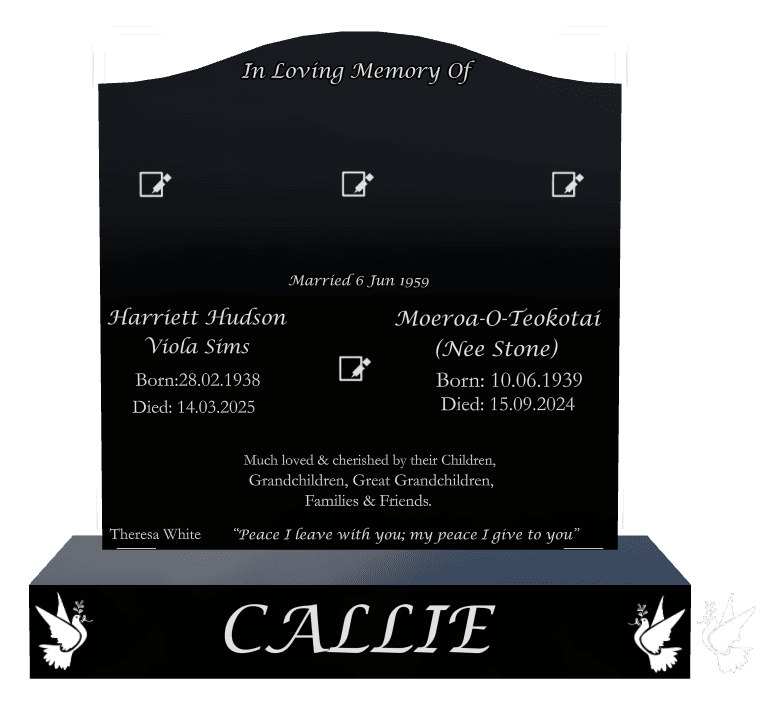 Serpentine Laser-Etched Black Granite Headstone – Much Loved preview